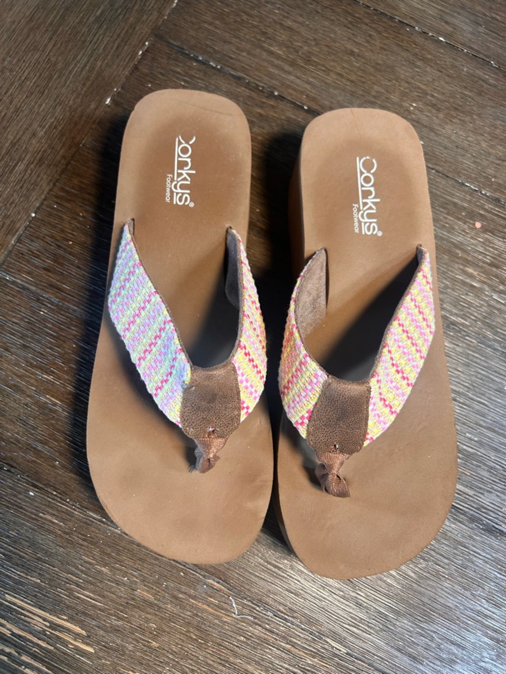 Corkys Pink Multi Take a dip platform sandals size 10 - Picture 7 of 9